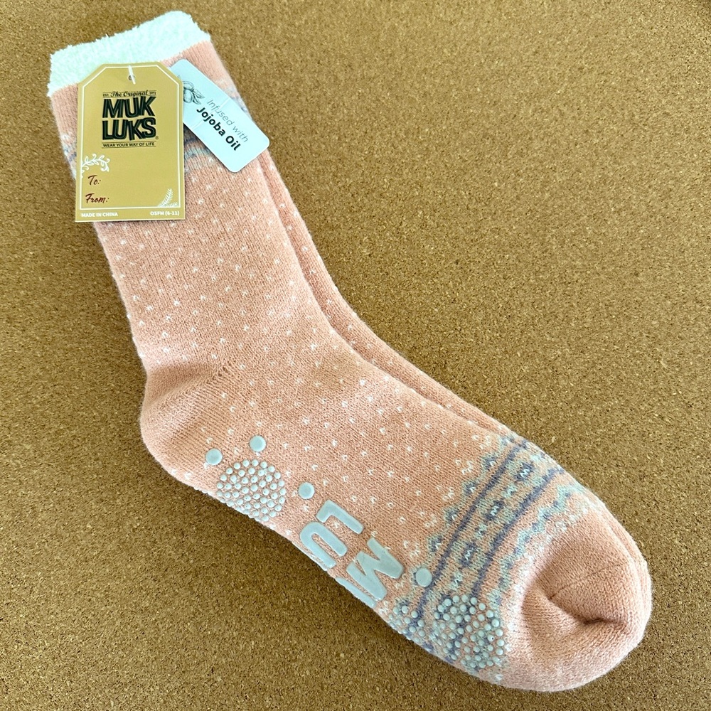 Muk Luks Women's Non-skid Slipper Socks Infused with Jojoba Oil OSFM 6-11